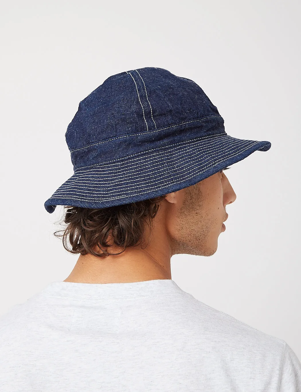 orSlow US Navy Hat (One Wash) - Navy Blue sold by Article London product image thumbnail 3