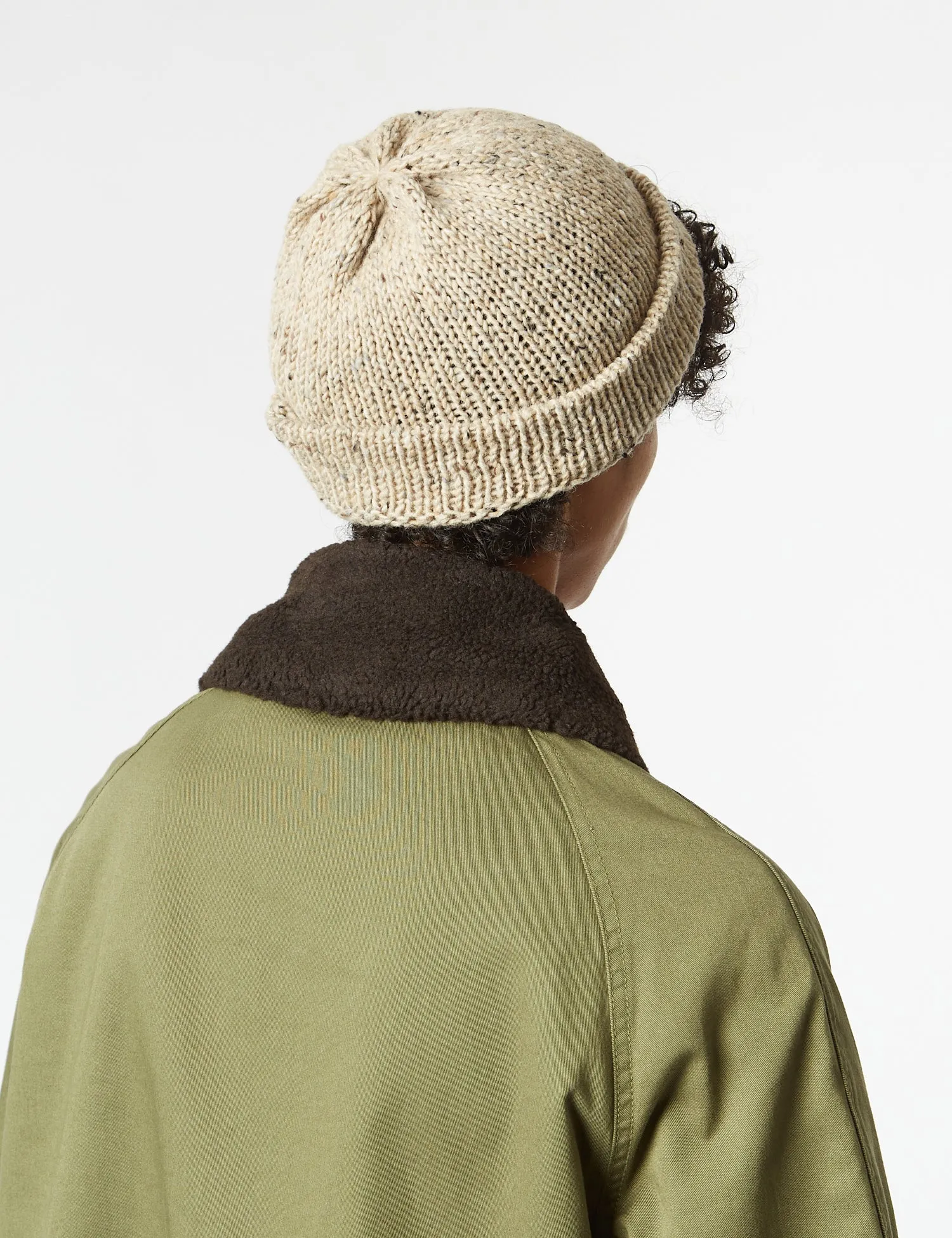 Universal Works Short Watch Beanie Hat - Oatmeal Brown Marl sold by Article London product image thumbnail 3