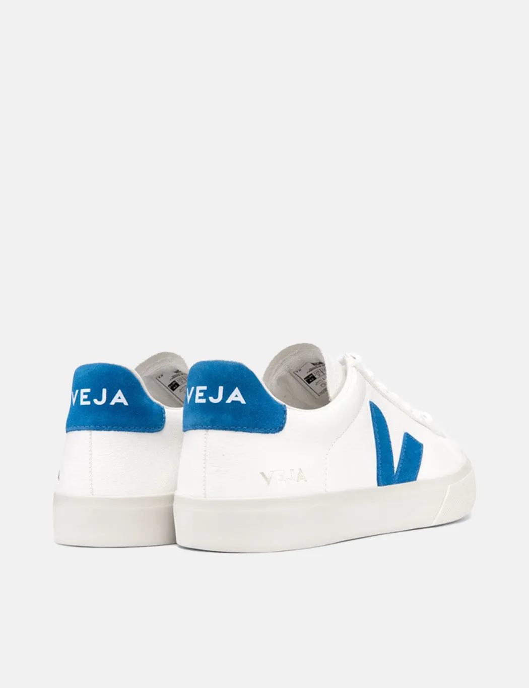 Veja Campo Trainers (Chromefree Leather) - Extra White/Swedish Blue sold by Article London product image thumbnail 3