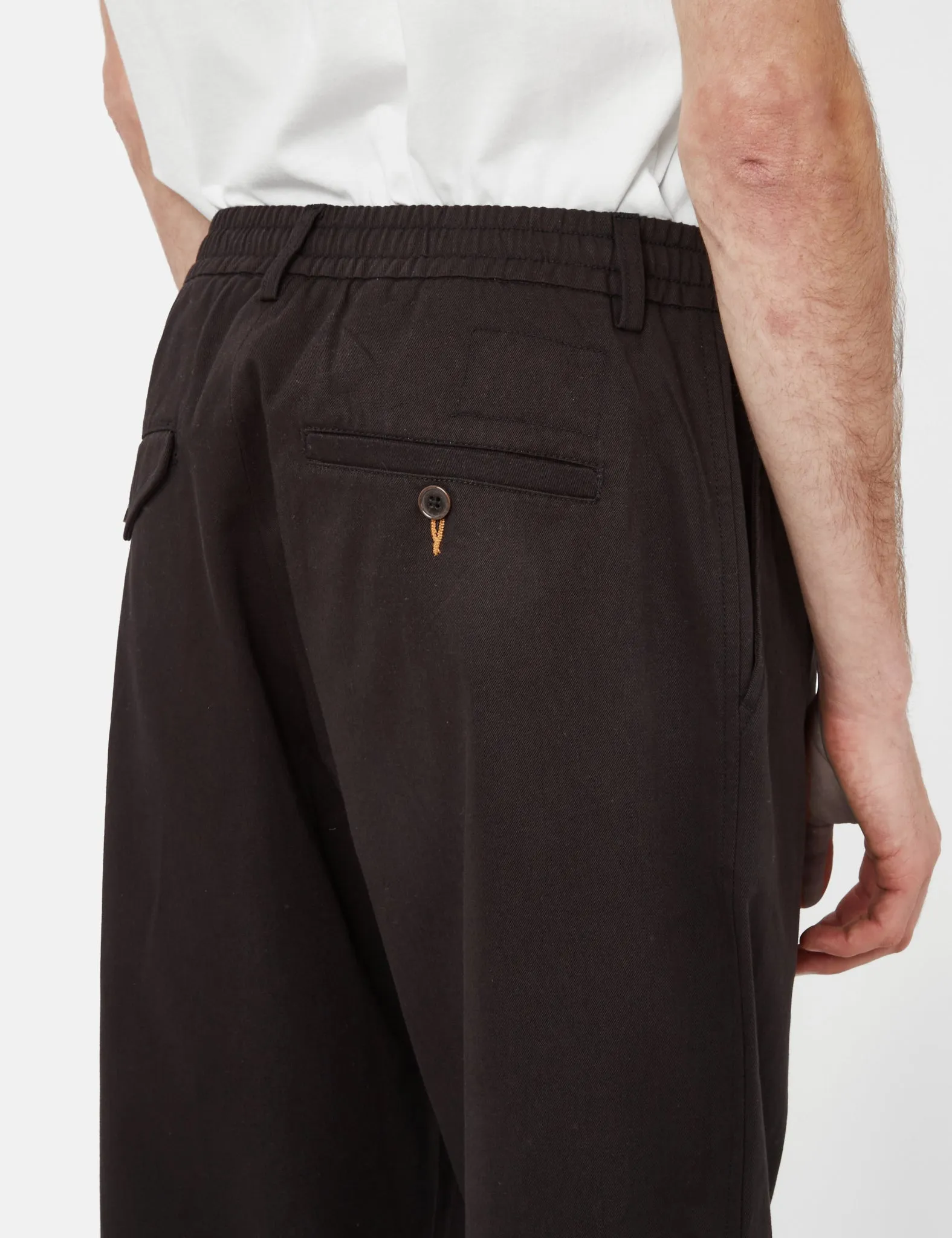 Universal Works Pleated Track Pant (Relaxed) - Black sold by Article London product image thumbnail 2