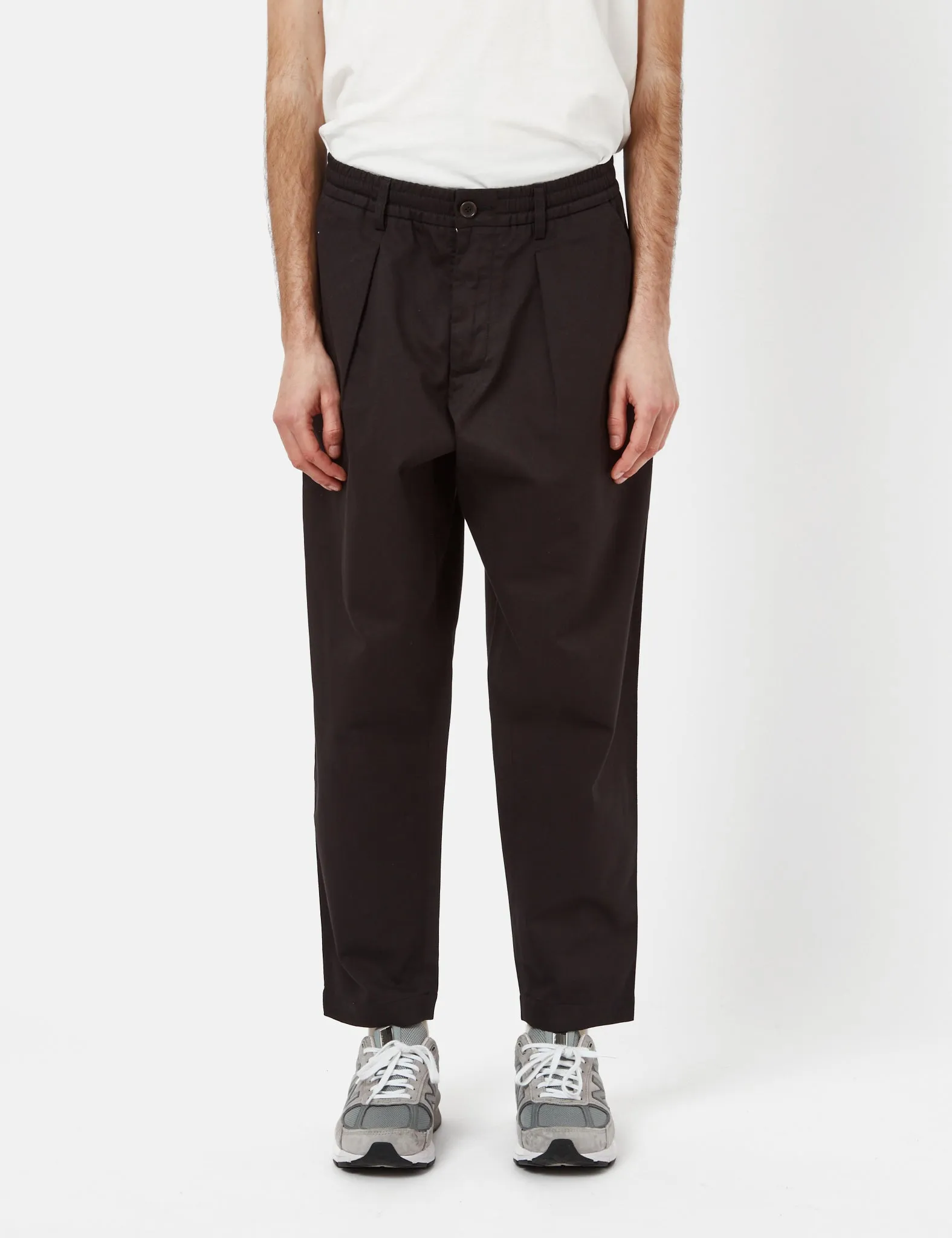 Universal Works Pleated Track Pant (Relaxed) - Black sold by Article London