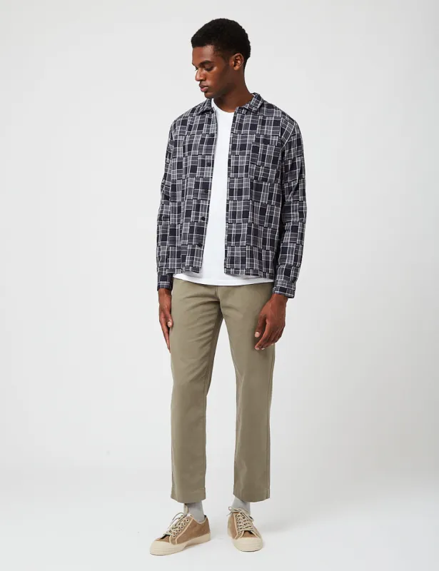 Folk Patch Check Shirt - Dark Navy Blue sold by Article London
