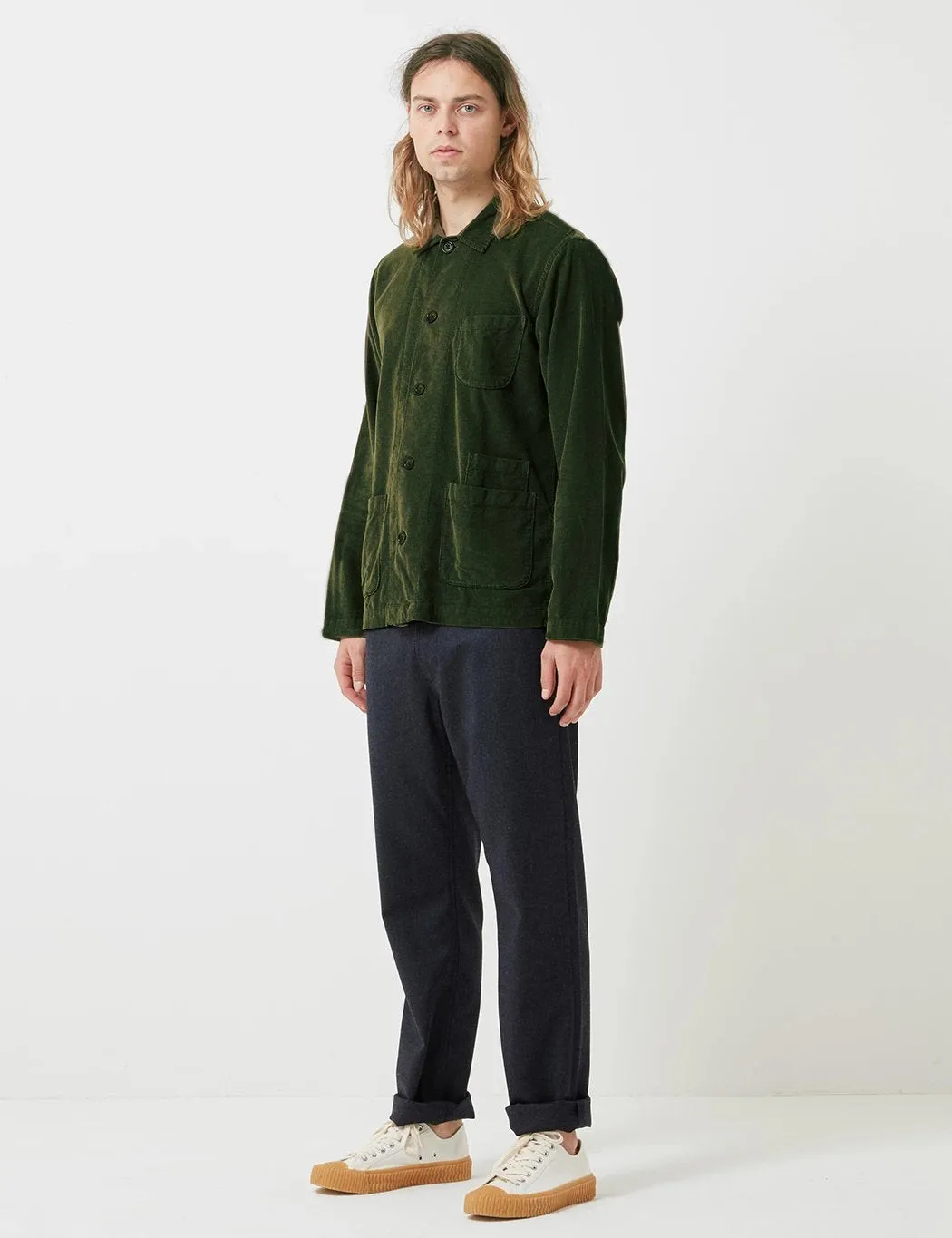 Universal Works Bakers Overshirt (Fine Cord) - Green sold by Article London product image thumbnail 2