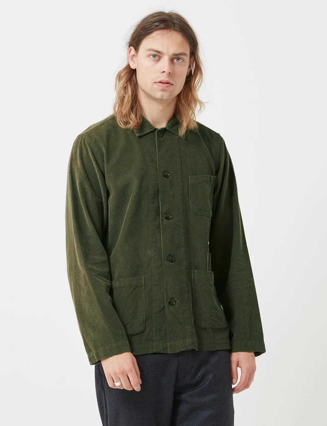 Universal Works Bakers Overshirt (Fine Cord) - Green sold by Article London