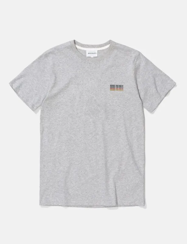 Norse Projects Niels Logo Stack T-Shirt - Light Grey Melange sold by Article London