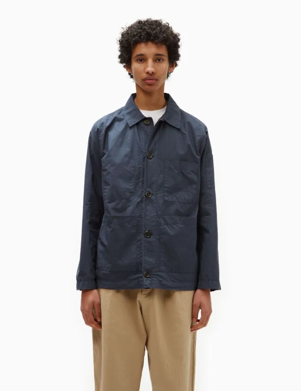 Universal Works Coverall Jacket (Nearly Pinstripe) - Navy Blue sold by Article London