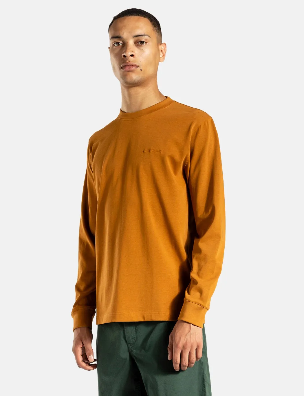 Norse Projects Heavy Logo Longsleeve T-Shirt - Rufous Orange sold by Article London