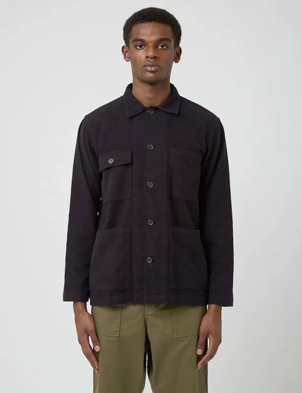 Universal Works Dockside Jacket (Lightweight Moleskin) - Dark Navy Blue sold by Article London