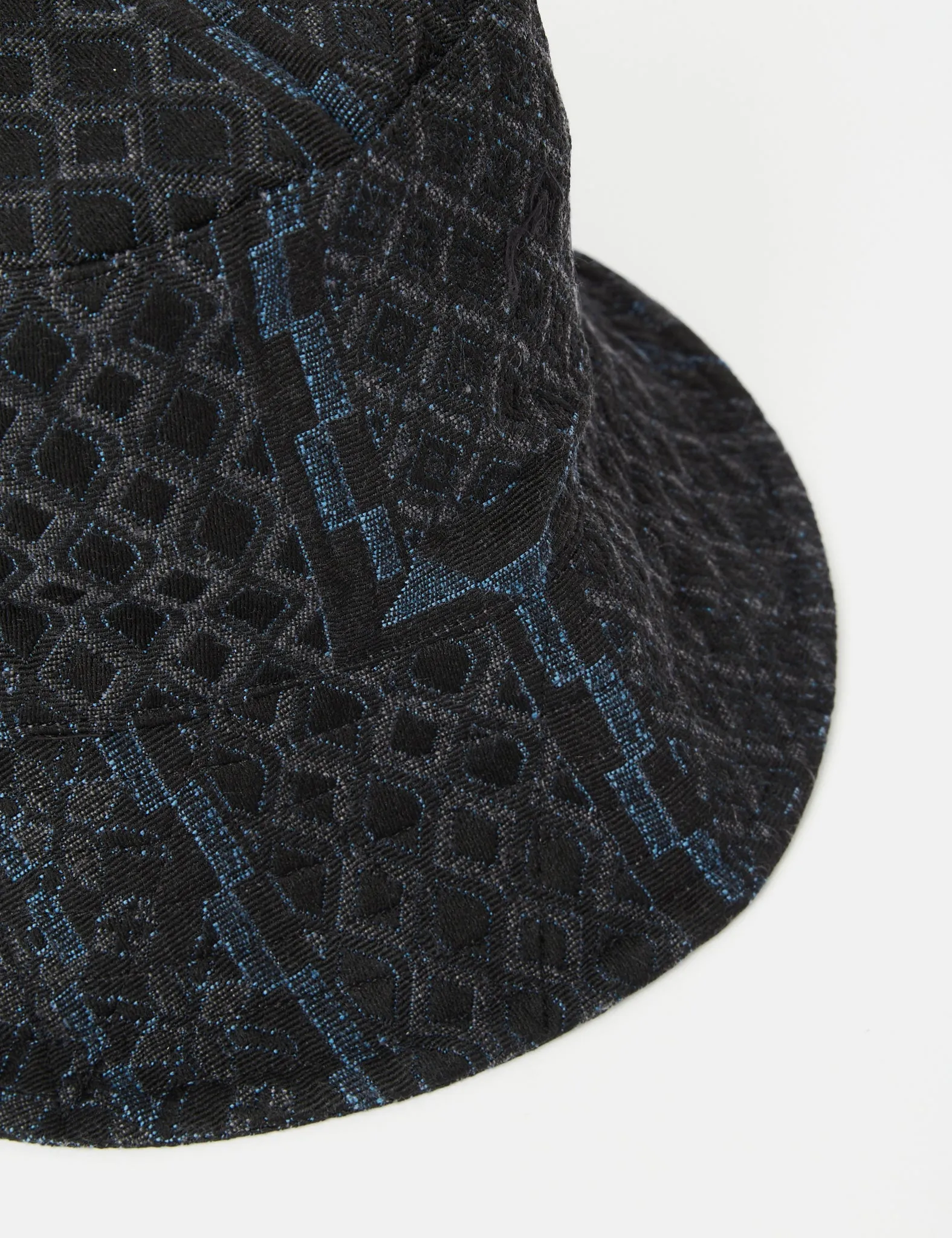 Engineered Garments Bucket Hat (Jacquard) - Black/Navy Blue sold by Article London product image thumbnail 2