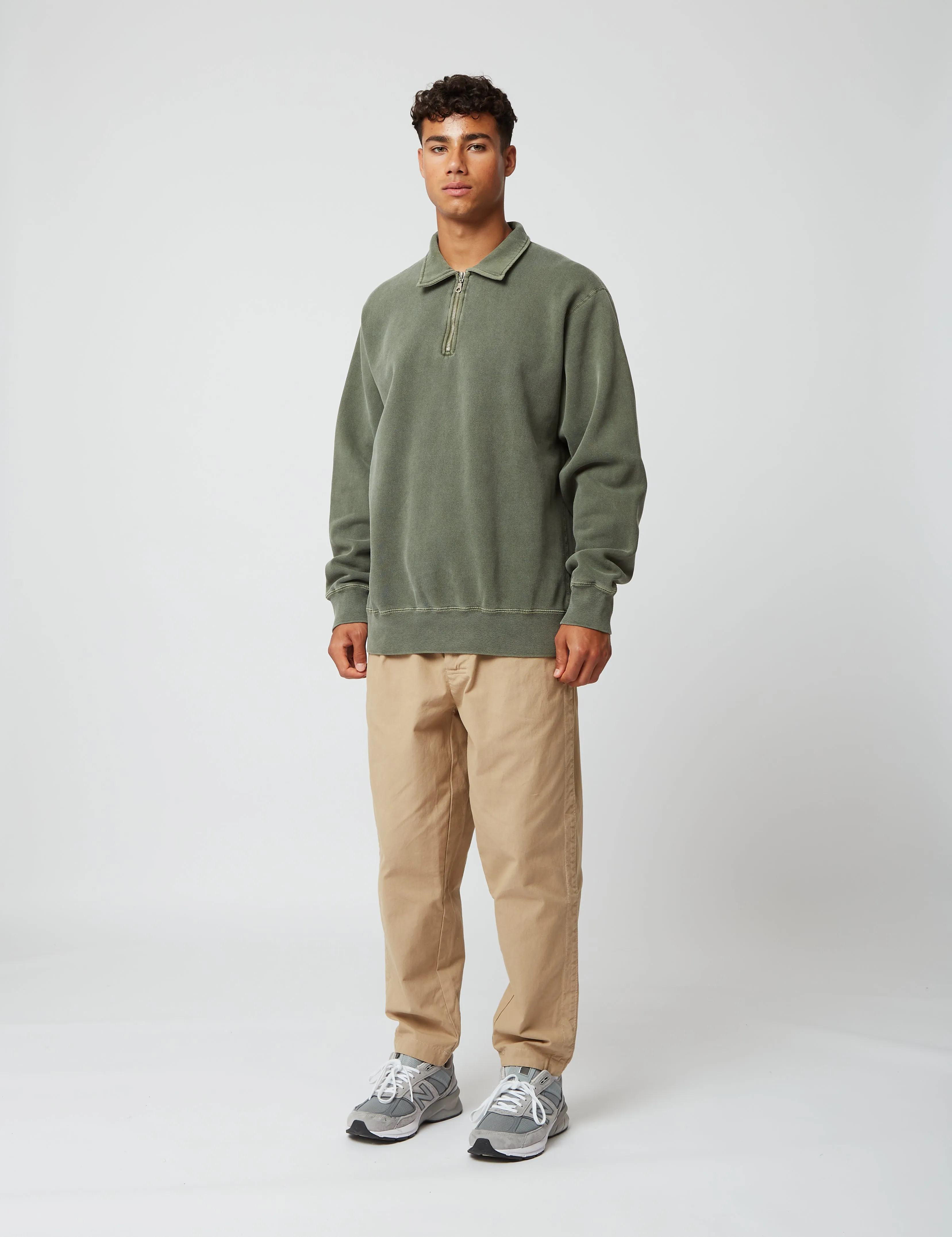 Bhode Pigment Dyed 1/4 Zip Sweat (Organic/Canada Origin, 16oz) - Dusty Sage sold by Article London product image thumbnail 4