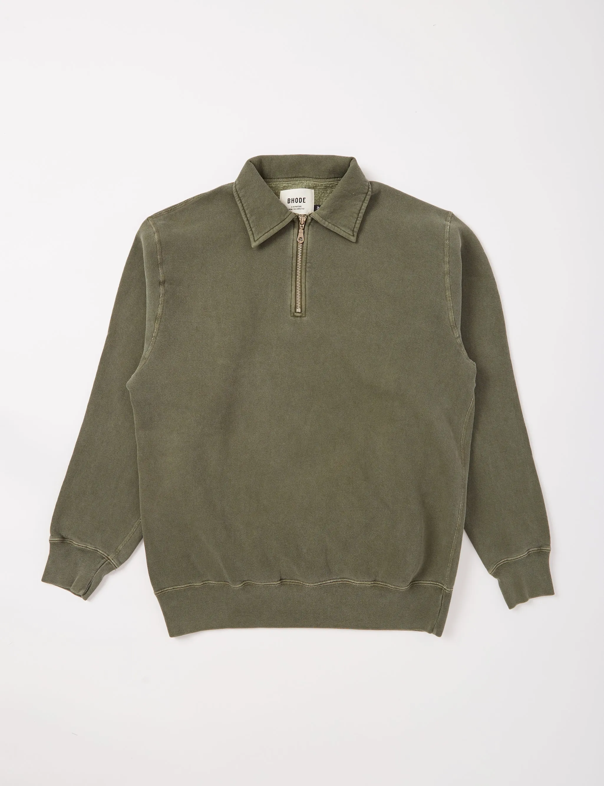 Bhode Pigment Dyed 1/4 Zip Sweat (Organic/Canada Origin, 16oz) - Dusty Sage sold by Article London product image thumbnail 5