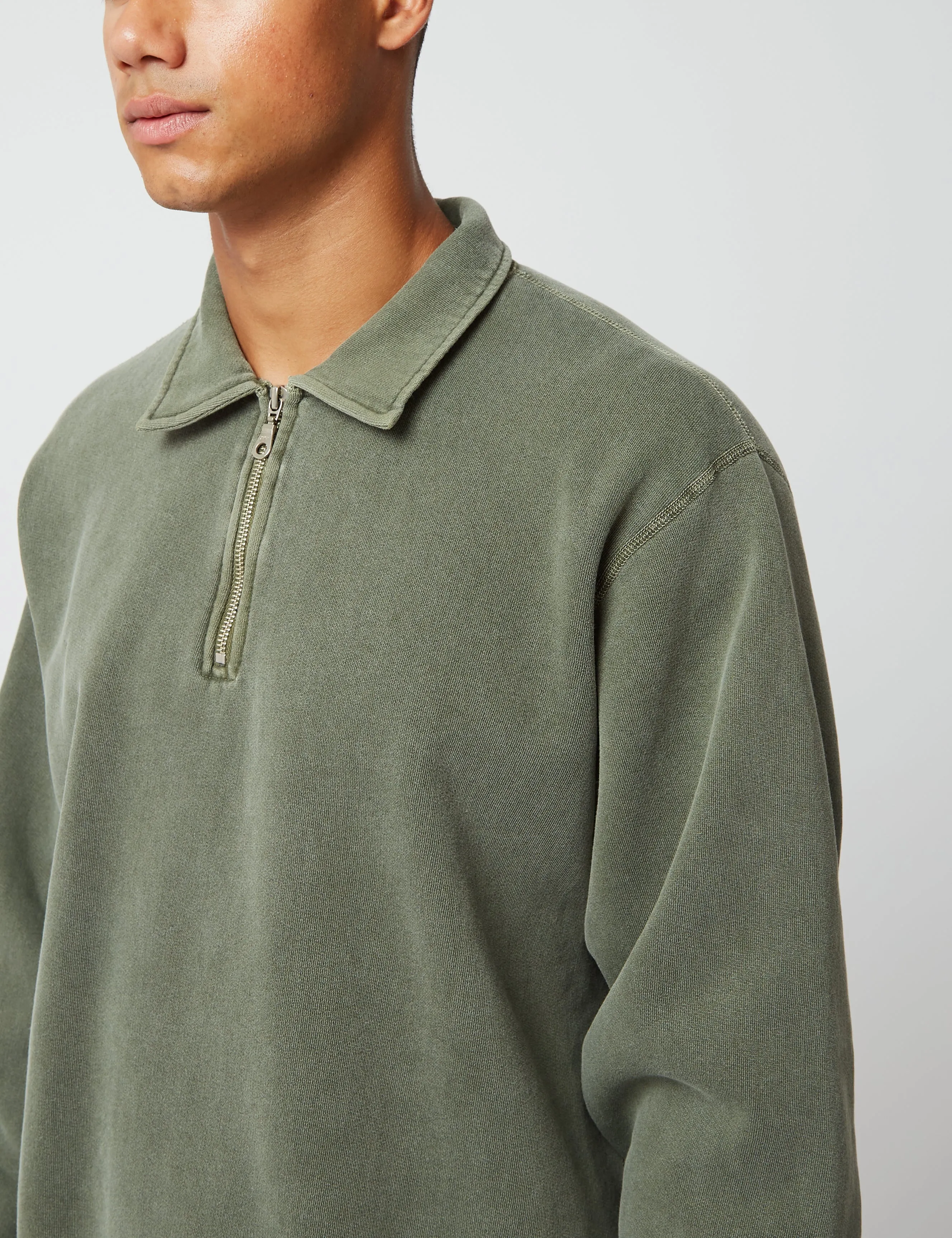 Bhode Pigment Dyed 1/4 Zip Sweat (Organic/Canada Origin, 16oz) - Dusty Sage sold by Article London product image thumbnail 2