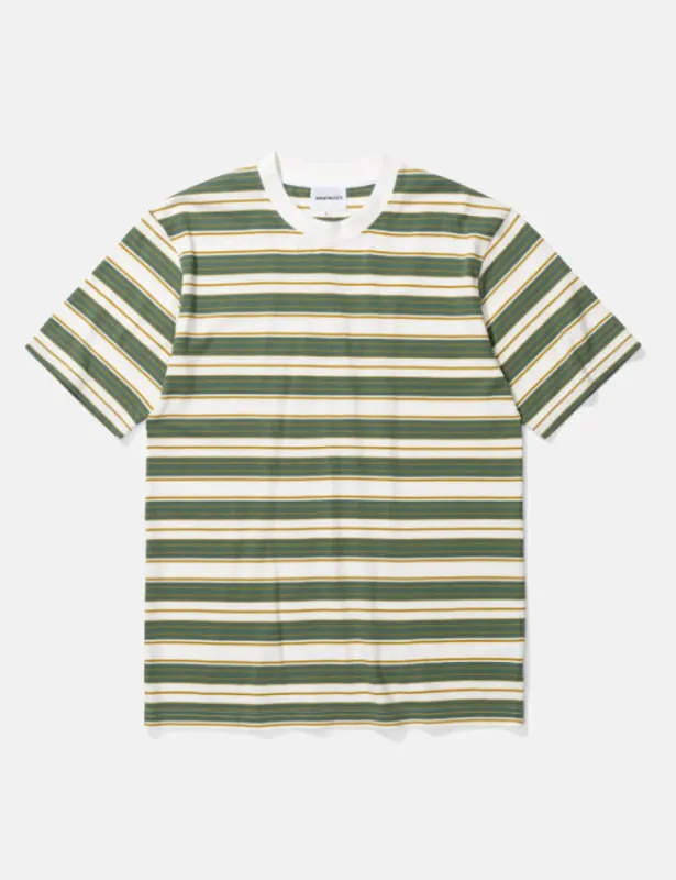 Norse Projects Johannes Multi Stripe T-Shirt - Moss Green sold by Article London