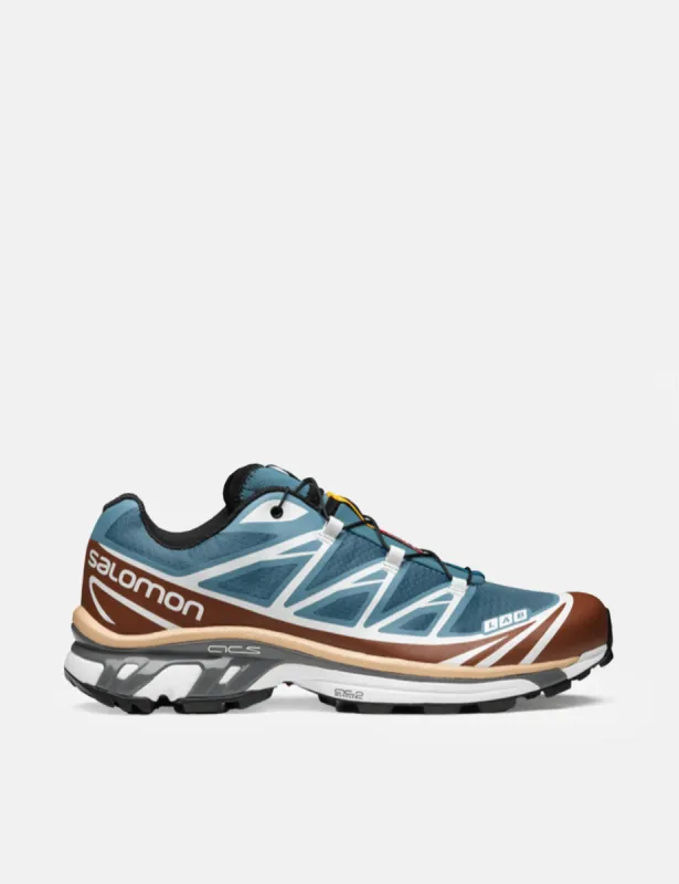 Salomon XT-6 Trainers - Aegean Blue/Tortoise Shell/Hazelnut sold by Article London