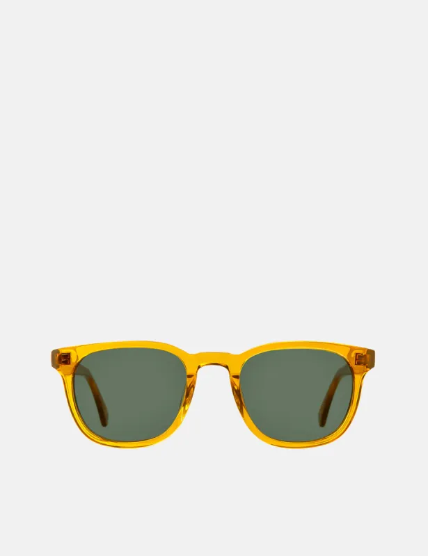 YMC x Bridges & Brows Woody Sunglasses - Honey/Solid Green made by YMC