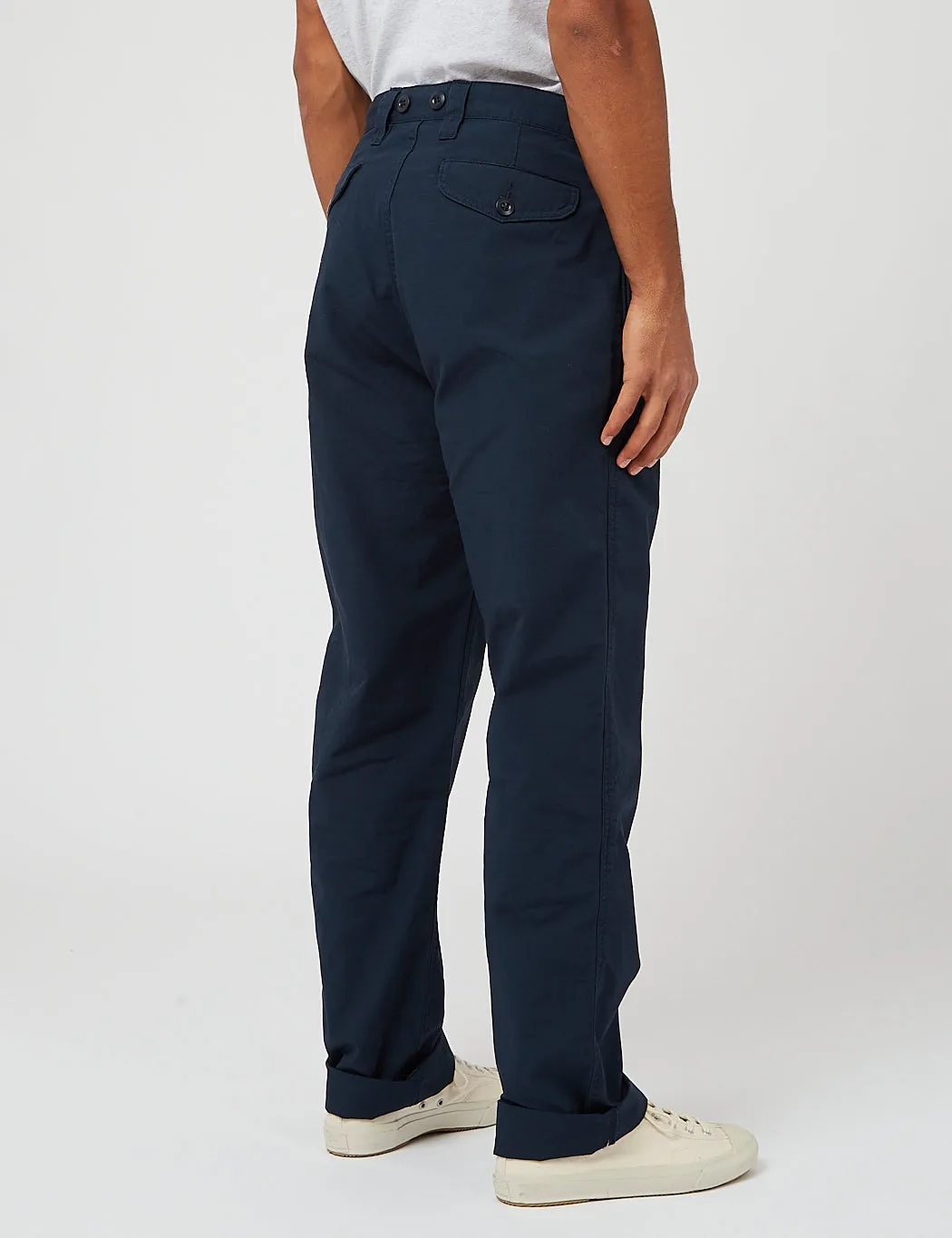 Nigel Cabourn Pleated Chino (Ripstop) - Navy Blue sold by Article London product image thumbnail 4