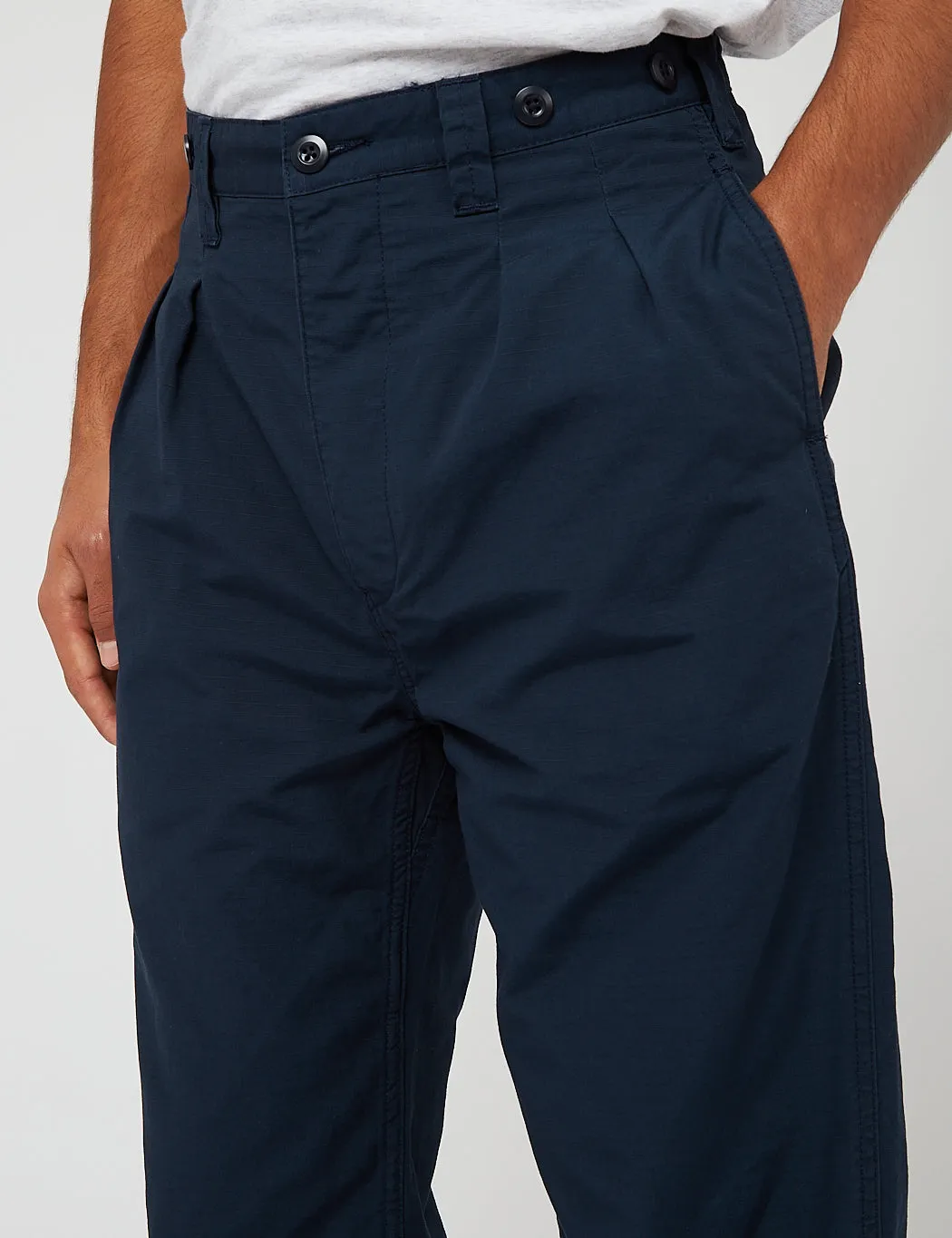 Nigel Cabourn Pleated Chino (Ripstop) - Navy Blue sold by Article London product image thumbnail 2