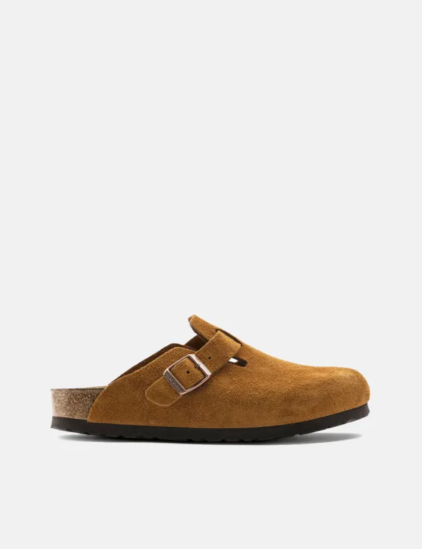 Womens Birkenstock Boston Suede Leather (Narrow, Soft Footbed) - Mink sold by Article London