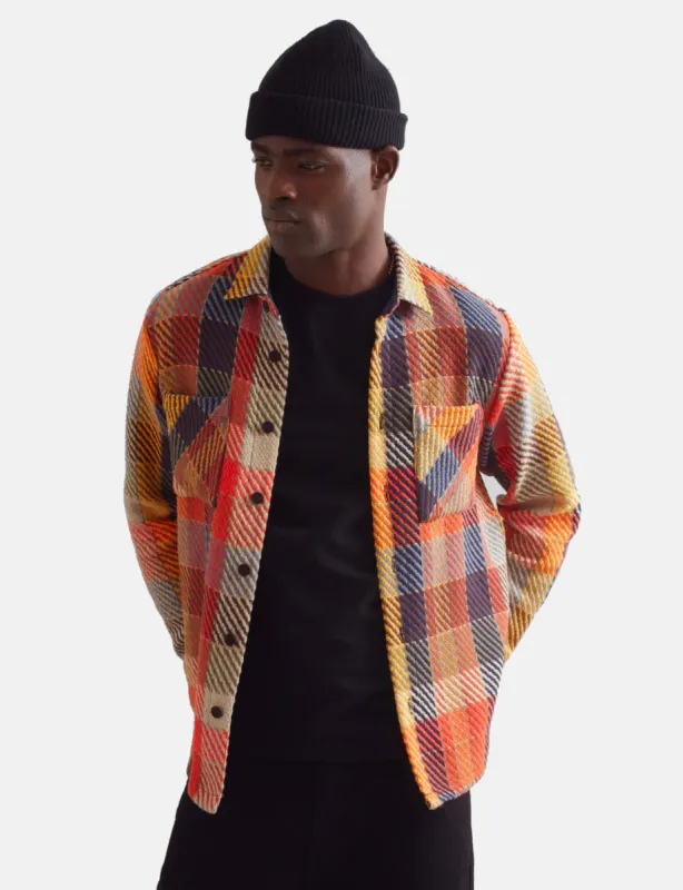 Wax London Whiting Pike Check Overshirt - Orange sold by Article London