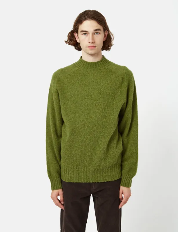 YMC Montand Turtleneck Jumper (Lambswool) - Olive Green made by YMC