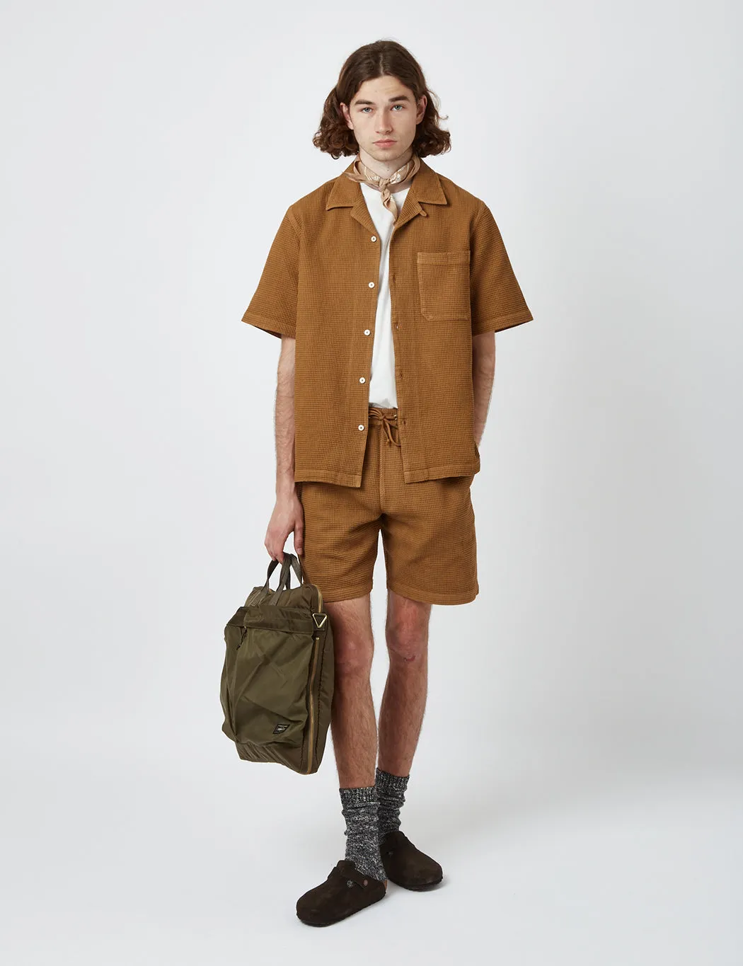 Universal Works Camp Shirt (Japanese Waffle) - Bronze sold by Article London product image thumbnail 5