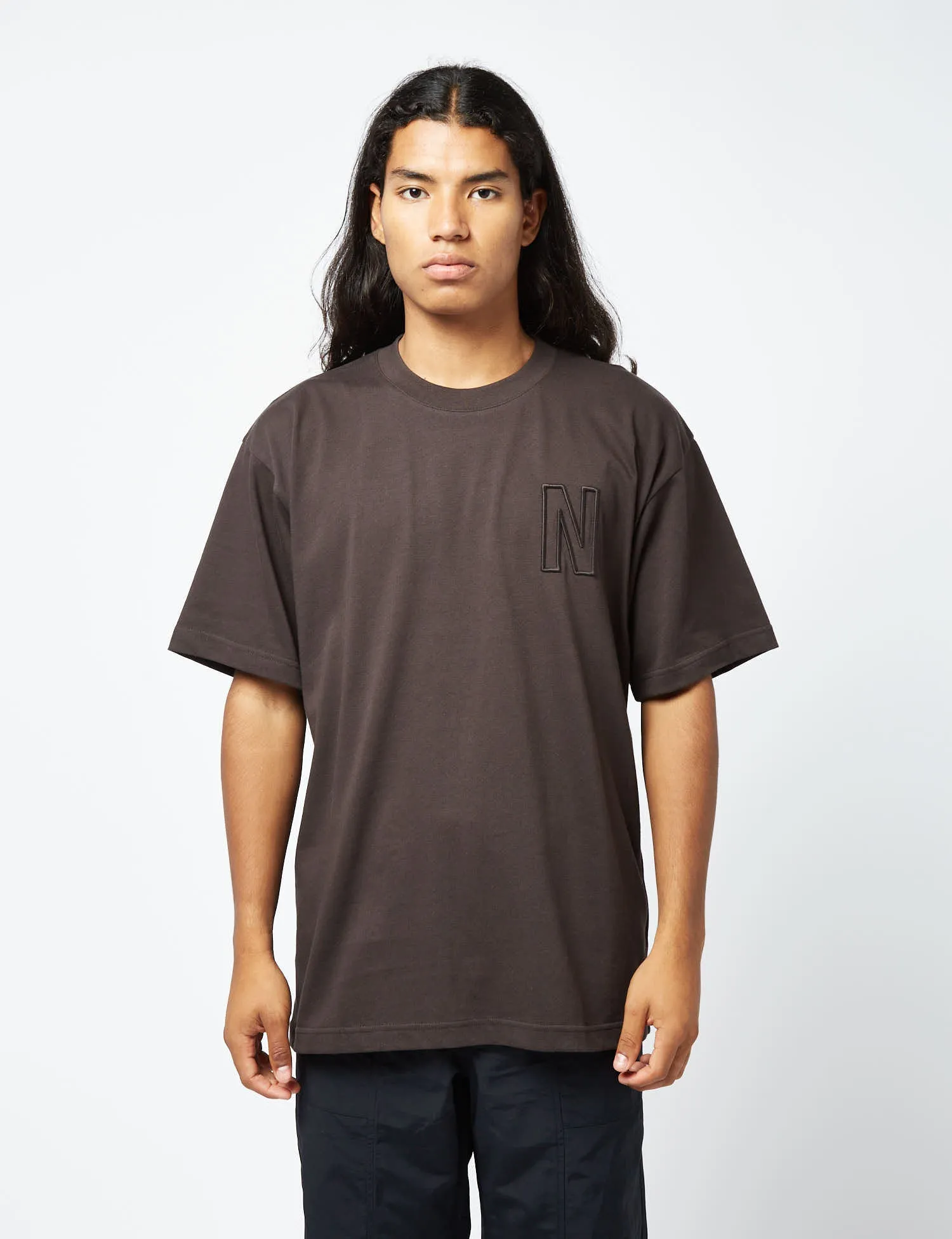 Norse Projects Simon Heavy Jersey N Logo T-Shirt (Organic) - Black sold by Article London