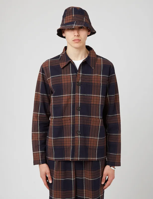 Universal Works Field Jacket - Brown/Navy Blue sold by Article London