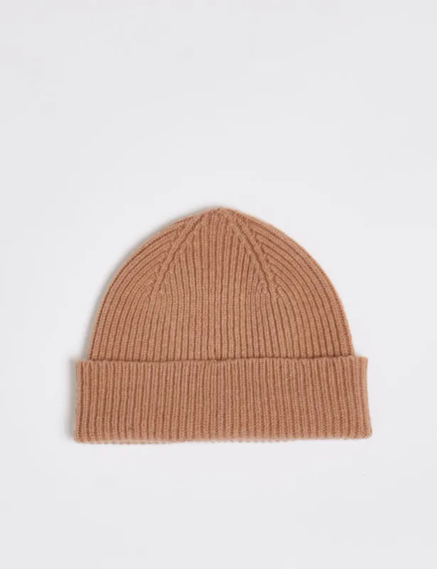 Bhode Aran Short Beanie Hat (Lambswool) - Camel sold by Article London