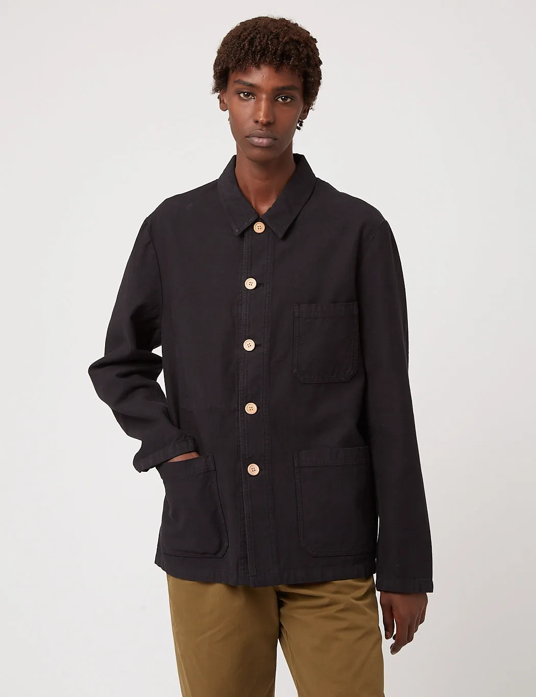 Bhode Chore Jacket (Wood Buttons) - Black sold by Article London product image thumbnail 5
