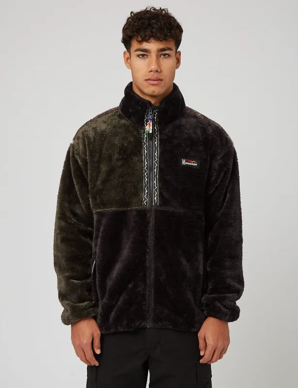 Manastash Bigfoot Pullover Fleece Jacket (Panel) - Black/Olive sold by Article London