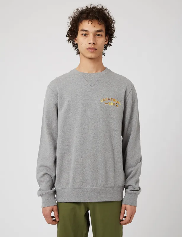 Universal Works Embroidered Sweatshirt (Loopback) - Grey Marl sold by Article London