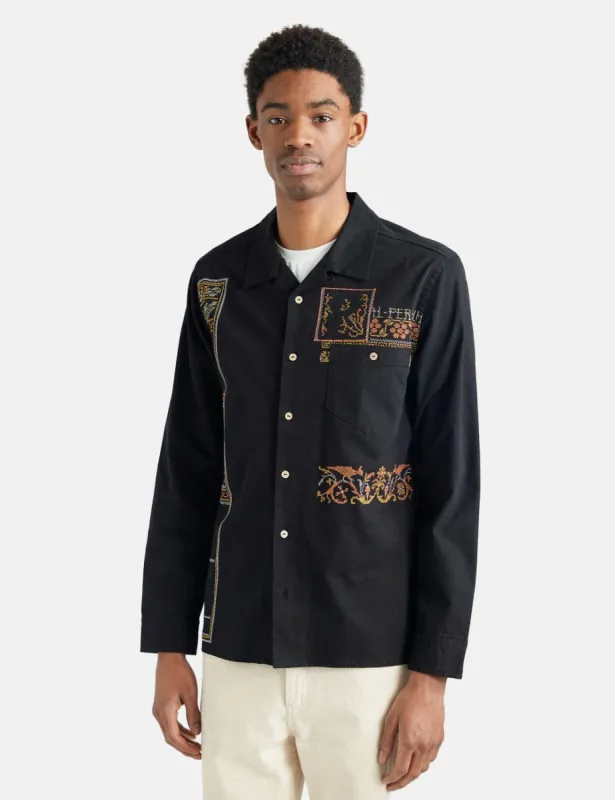Percival Fairytale Tapestry Cuban Shirt (Linen) - Black made by Percival