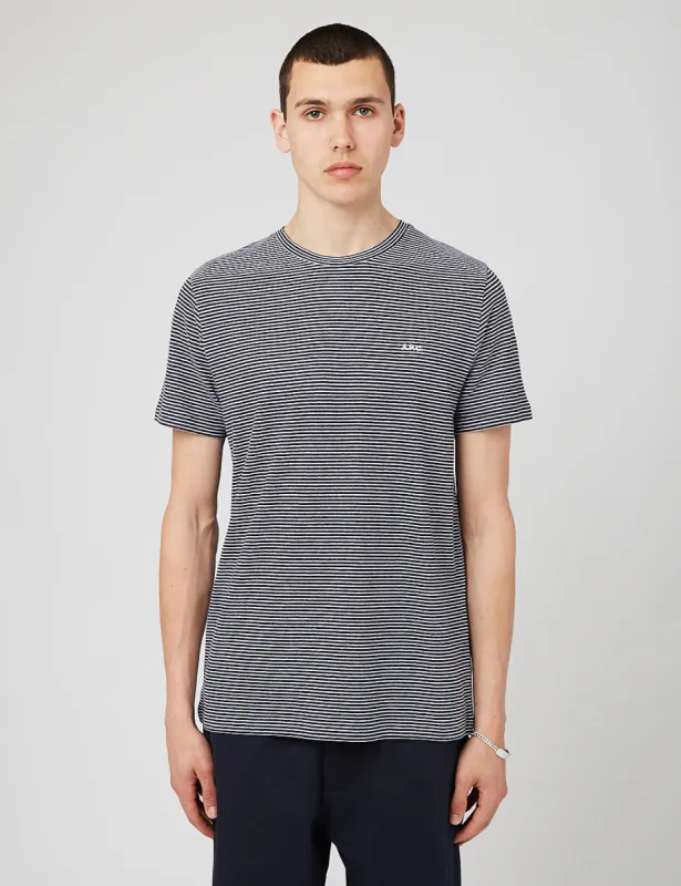 A.P.C. Guillermo T-Shirt (Cotton/Linen) - Dark Navy Blue sold by Article London