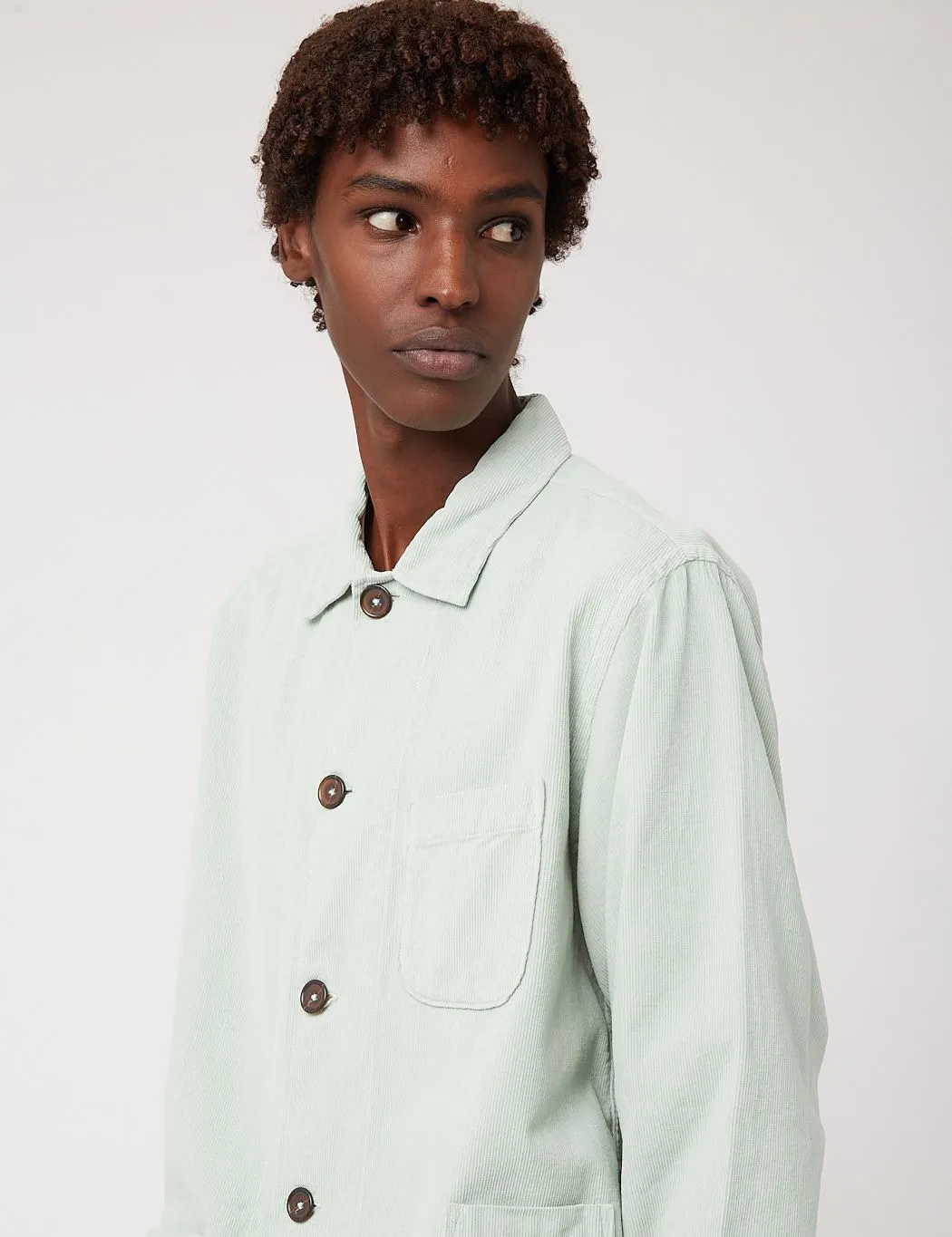 Universal Works Bakers Overshirt (Fine Corduroy) - Cool Green sold by Article London product image thumbnail 4