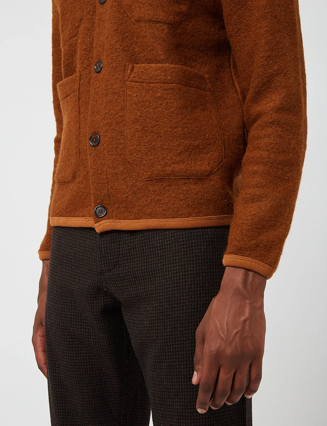 Universal Works Cardigan (Wool Fleece) - Rust Brown sold by Article London product image thumbnail 2
