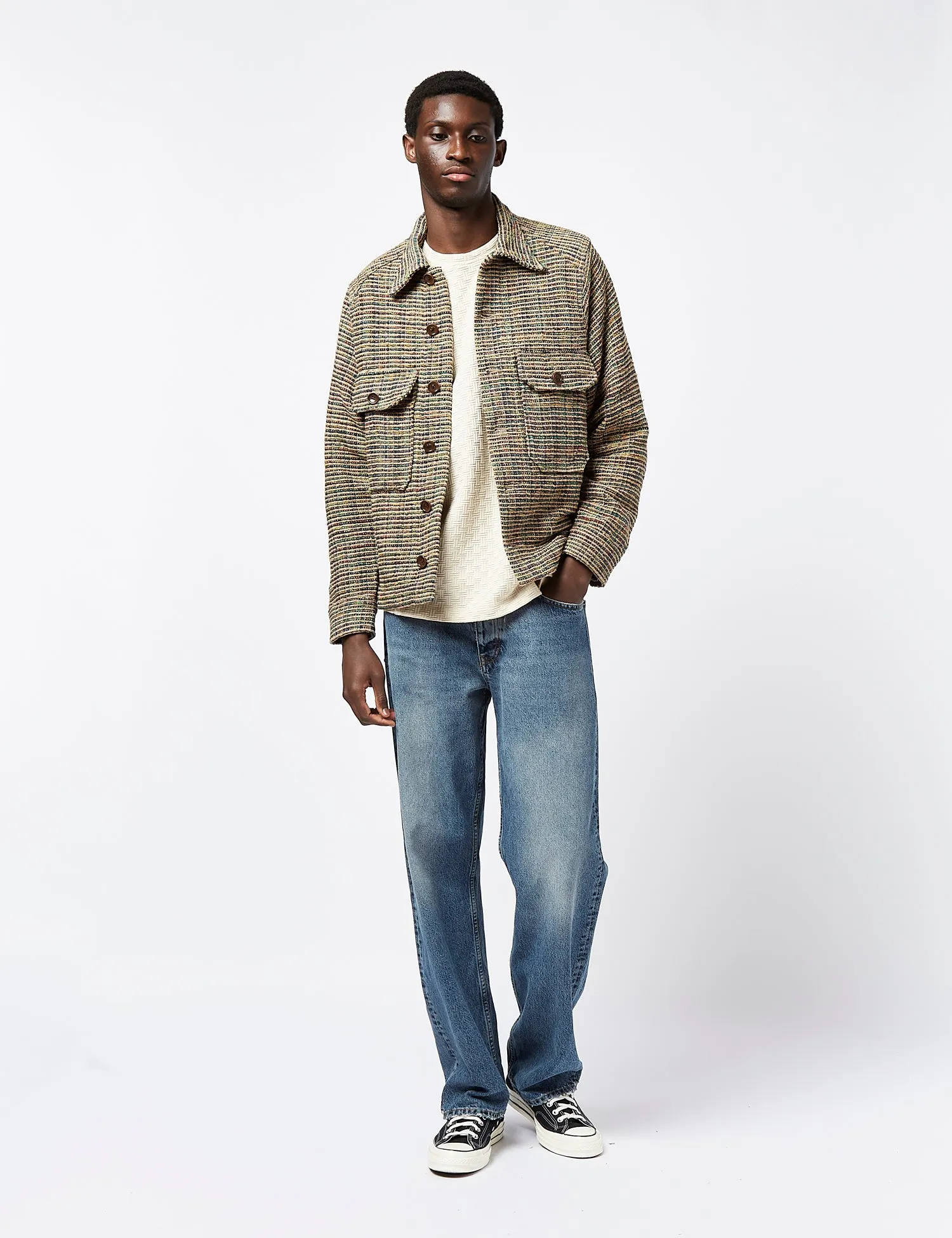 Sunflower Boucle CPO Shirt - Multi Brown sold by Article London product image thumbnail 3