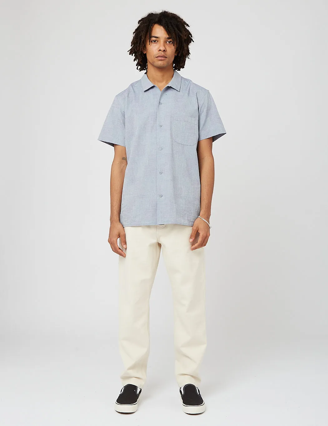 YMC Malick Short Sleeve Shirt - Blue Lilac sold by Article London product image thumbnail 5