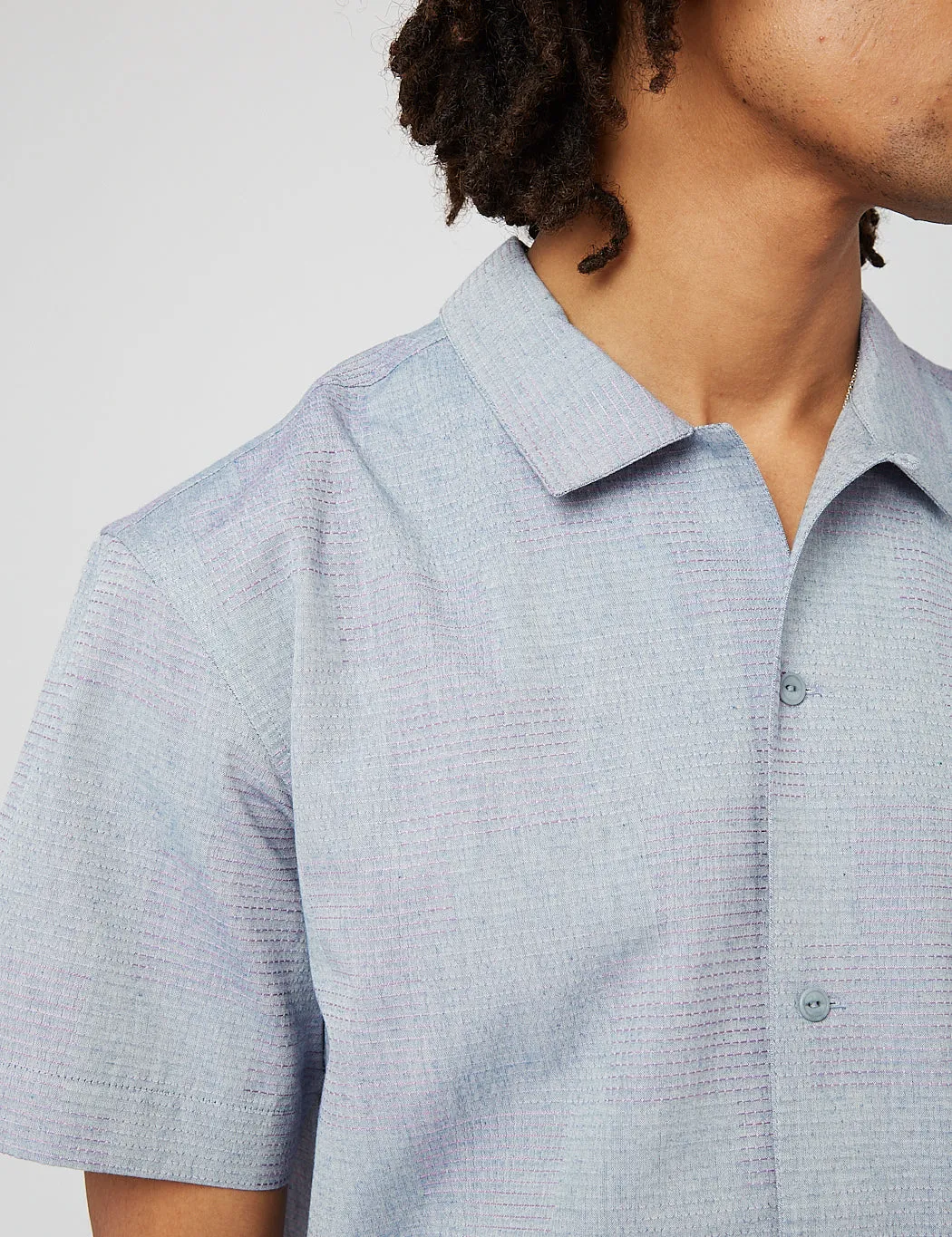 YMC Malick Short Sleeve Shirt - Blue Lilac sold by Article London product image thumbnail 4