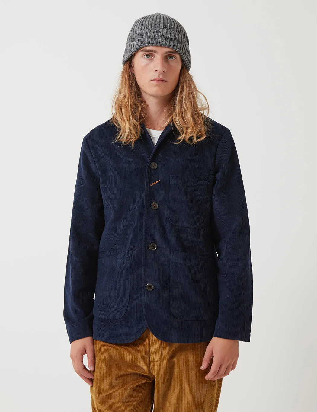 Universal Works Merino Cardigan Watch Beanie Hat - Grey sold by Article London product image thumbnail 2