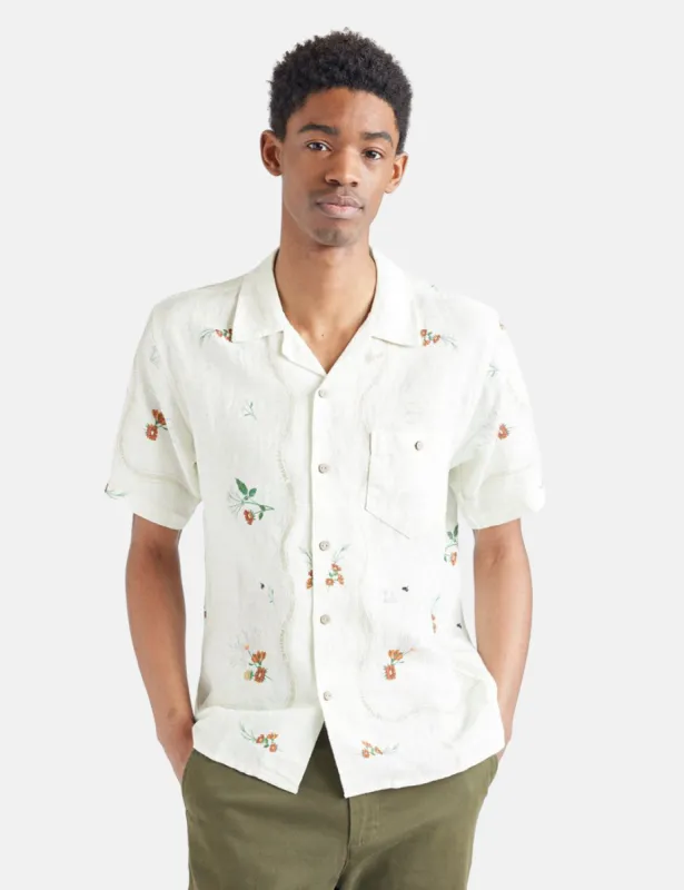 Percival Kowloon Cuban Short Sleeve Shirt (Linen) - White made by Percival