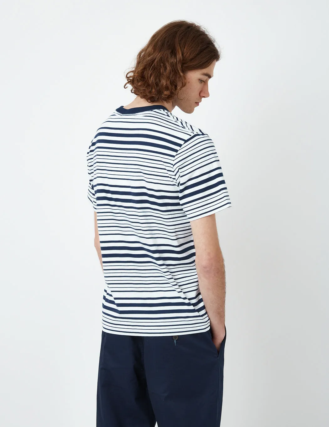 Bhode Shima Striped T-Shirt (Organic) - Navy Blue sold by Article London product image thumbnail 3
