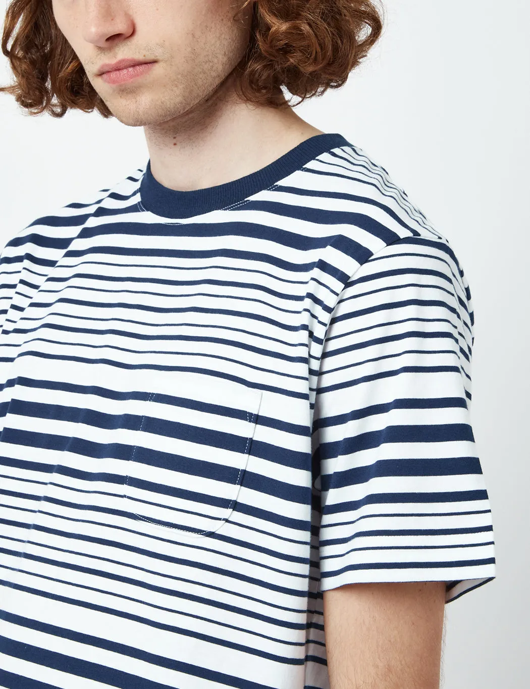Bhode Shima Striped T-Shirt (Organic) - Navy Blue sold by Article London product image thumbnail 2