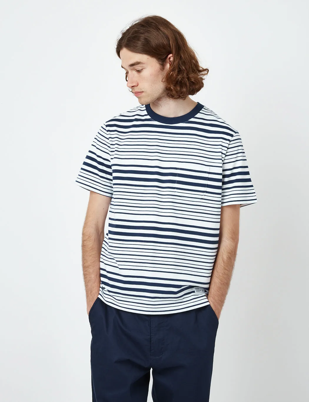 Bhode Shima Striped T-Shirt (Organic) - Navy Blue sold by Article London product image thumbnail 4