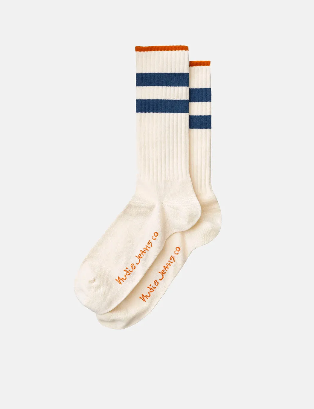 Nudie Amundsson Sport Socks - White/Navy sold by Article London