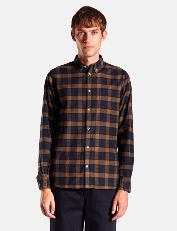 Norse Projects Anton Brushed Flannel Check Shirt - Shale Stone sold by Article London