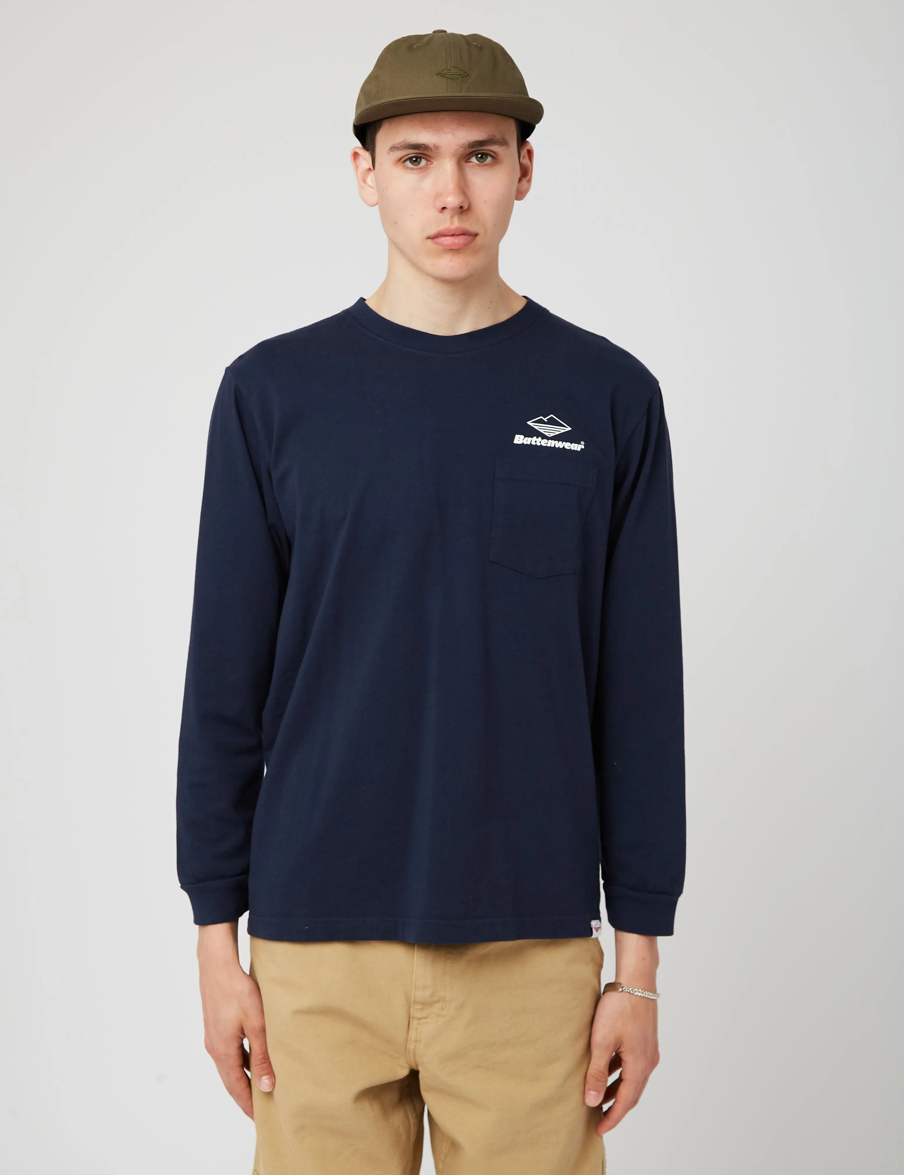 Battenwear Team Long Sleeve Pocket T-Shirt (5.5 oz.) - Navy Blue sold by Article London