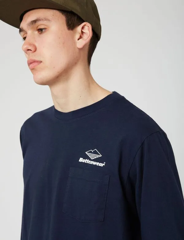 Battenwear Team Long Sleeve Pocket T-Shirt (5.5 oz.) - Navy Blue sold by Article London product image thumbnail 3