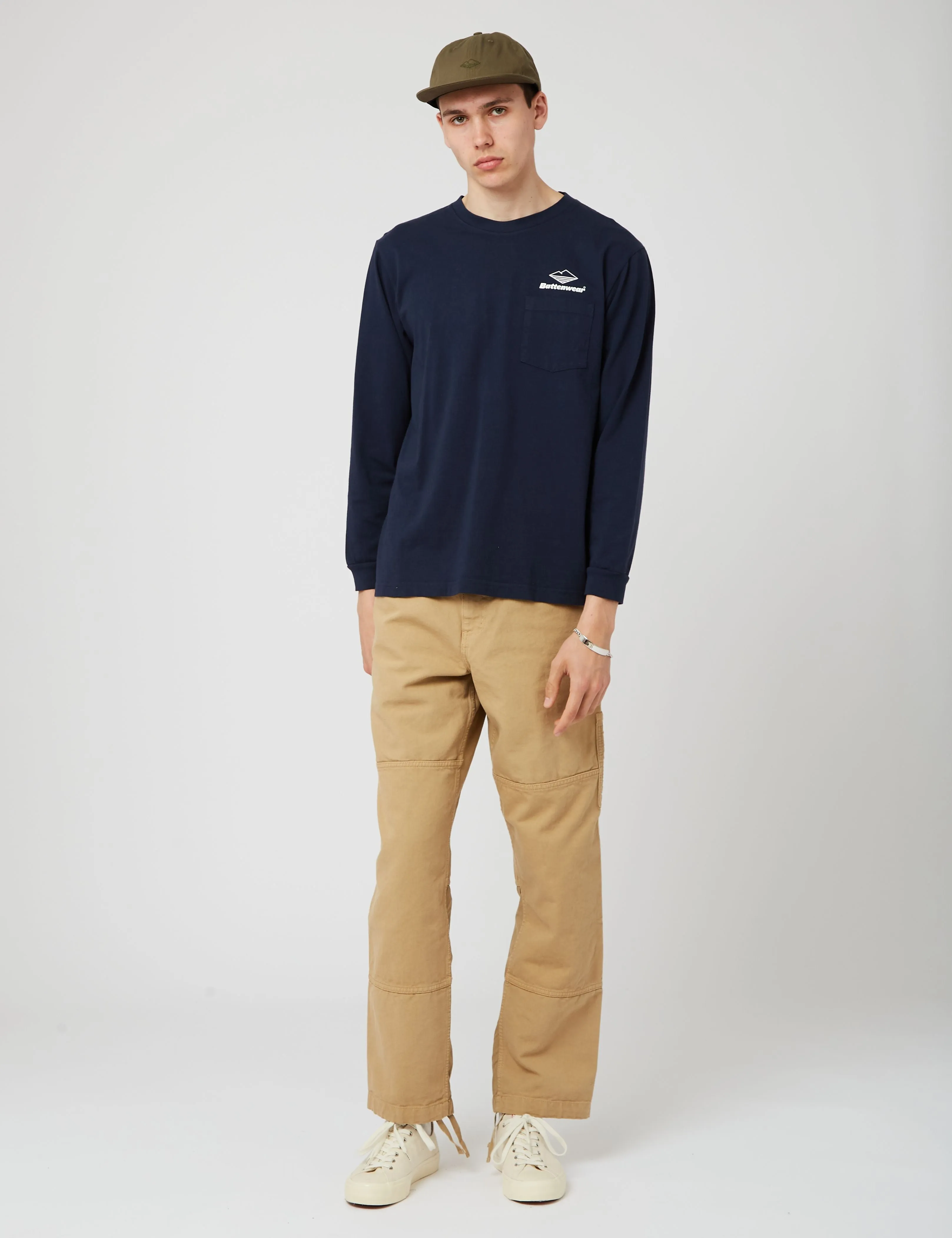 Battenwear Team Long Sleeve Pocket T-Shirt (5.5 oz.) - Navy Blue sold by Article London product image thumbnail 4