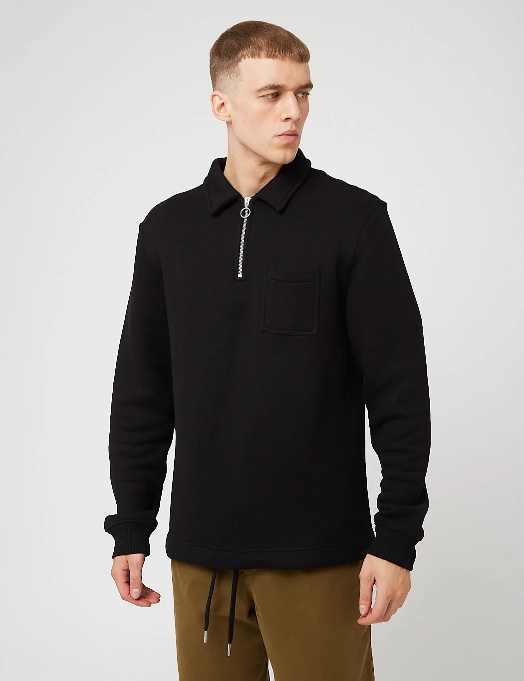 Bhode Everyday Half-Zip Collar Sweatshirt (Loopback) - Pirate Black sold by Article London product image thumbnail 4