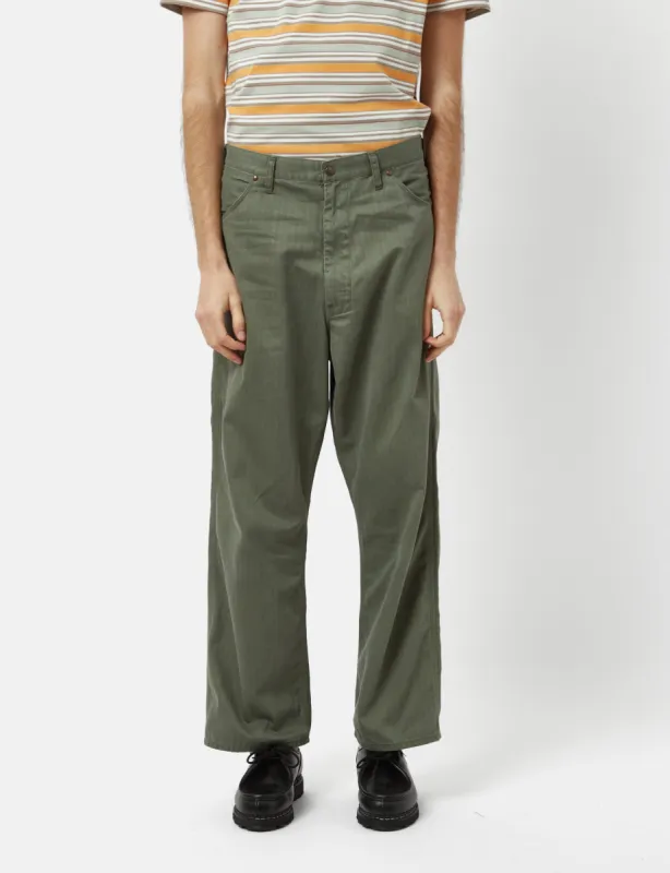 Beams Plus Painter Pants (Supima Herringbone) - Olive Green sold by Article London